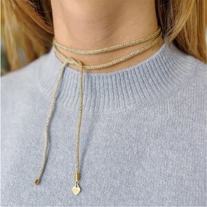 Gold Braided Lariat Choker Necklace - Unbranded